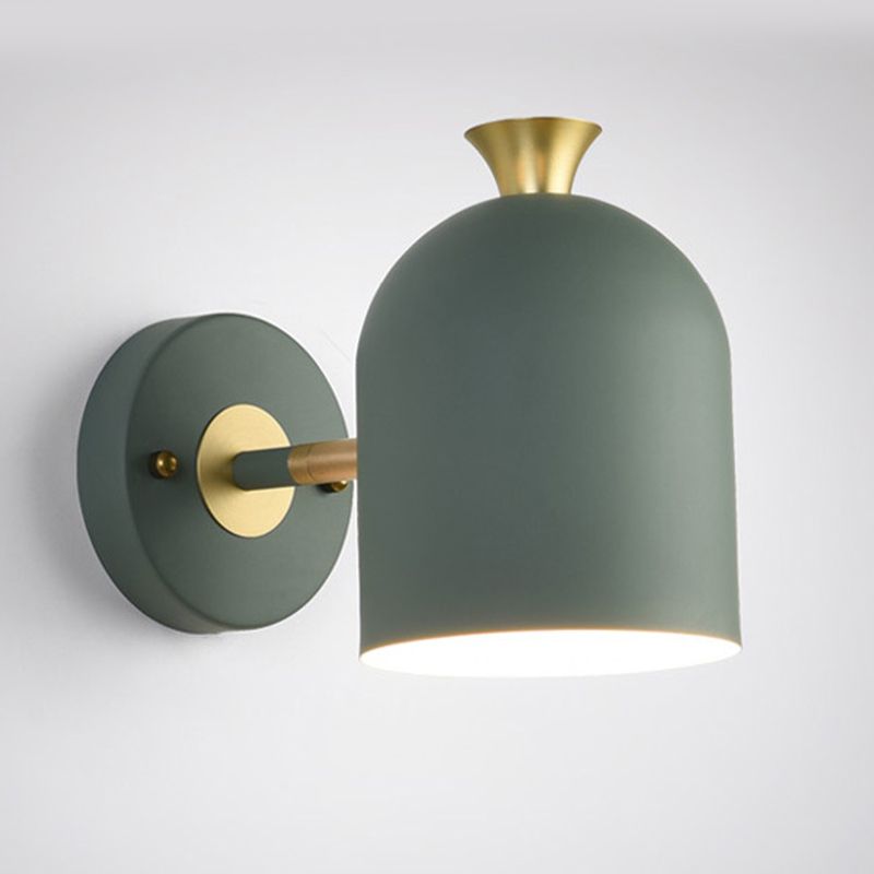 Macaron Style Wall Lamp 1-Light Wall Mount Lamp with Metal Shade for Bedroom