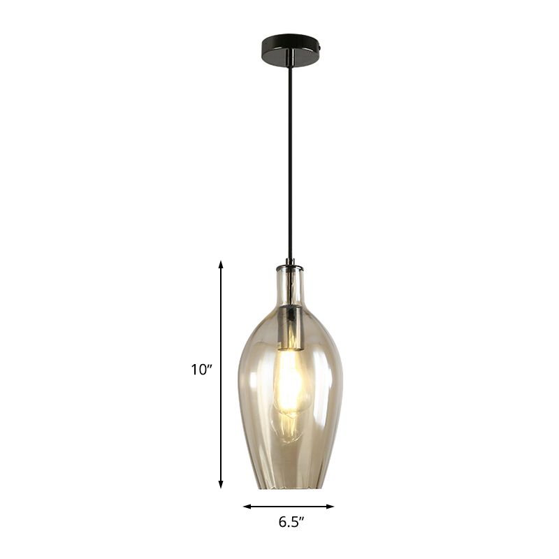 Tulip Hanging Ceiling Light Modern Amber Glass 1 Head Dining Room Pendant Light Fixture