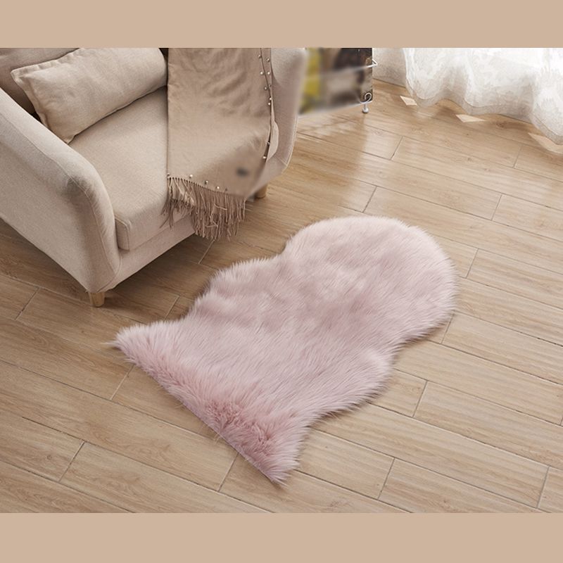 Fancy White Area Rug Plush Polyester Area Carpet Solid Color Easy Care Rug for Home Decor