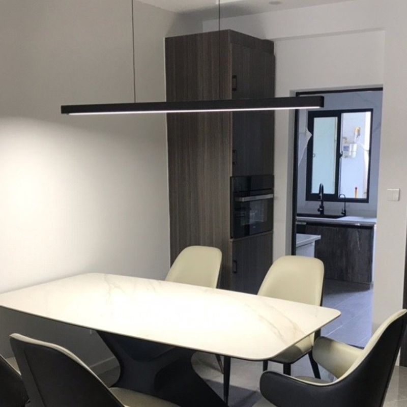 Metal Linear Shade Island Pendant Modern Style 1 Light Island Lighting for Living Room