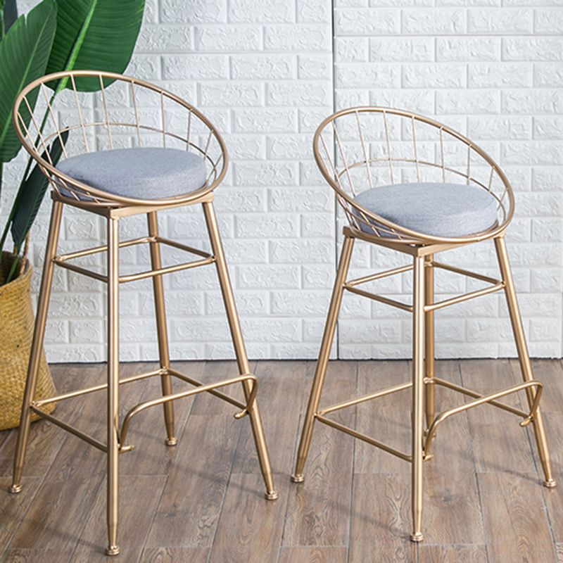 Gold and Black Counter Stool Iron Frame Fabric Upholstered Bar Stools