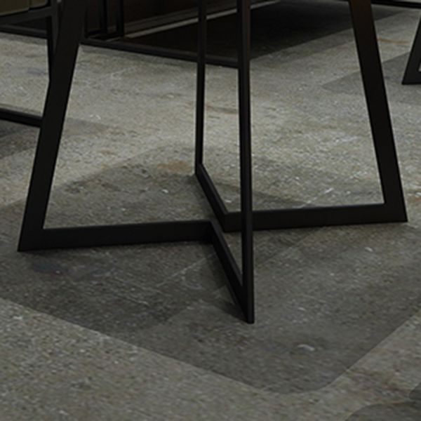 Table à manger industrielle double guéridon en métal avec plateau noir
