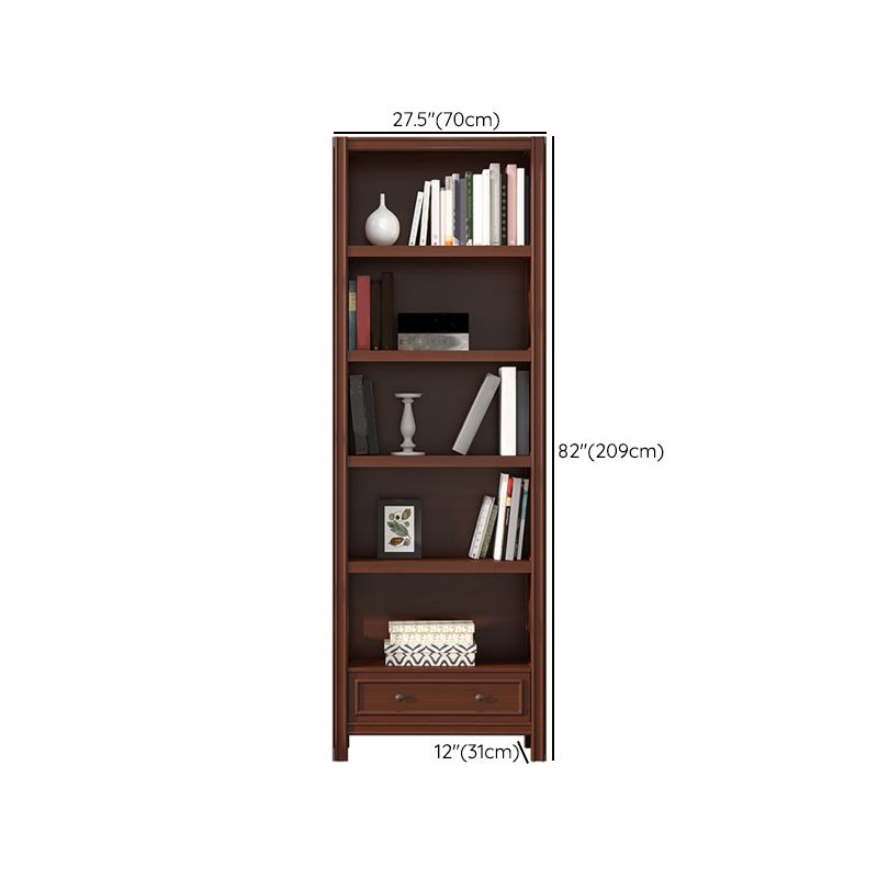 Standard Wooden Bookshelf Closed Back Contemporary Bookcase with Drawers