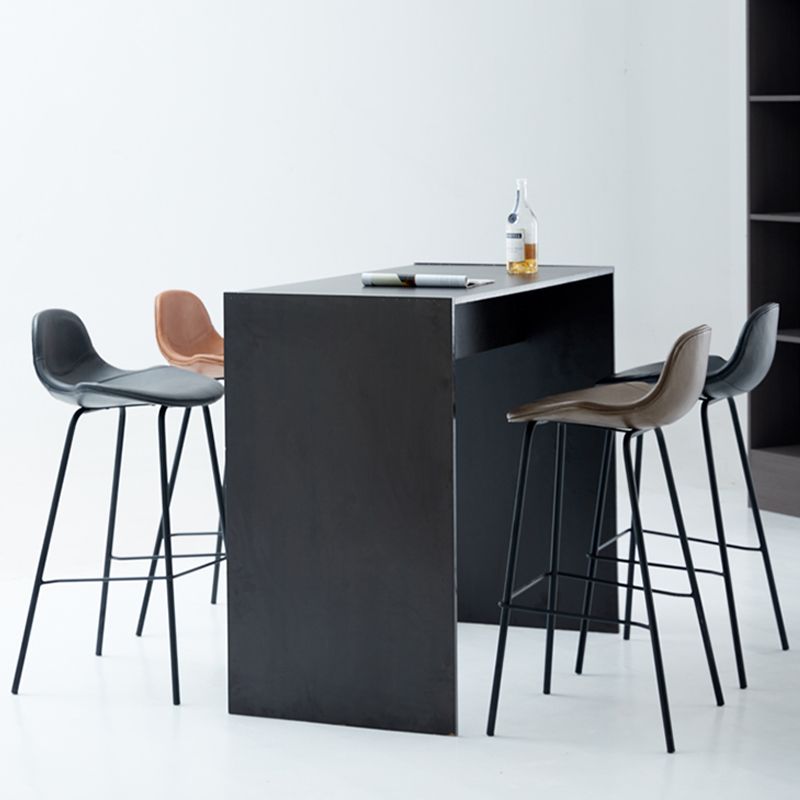 Modern Faux Leather Bar Stool Indoor Low Back Stool with Metal Legs