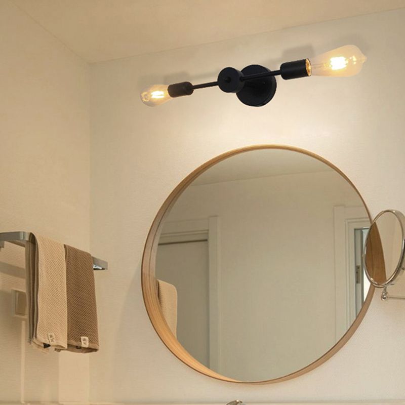 Modern Wall Sconce Linear Shape Wall Light with Metal Shade for Bedroom in Black