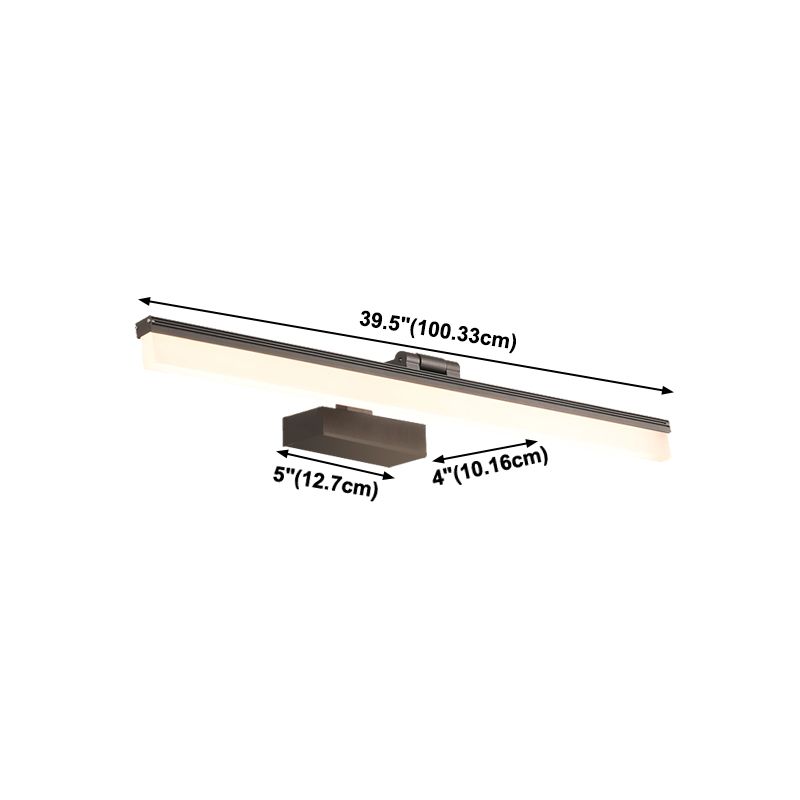 Metal Linear Shade Wall Light Modern 1 Light Mirror Wall Mounted Light Fixture in Black