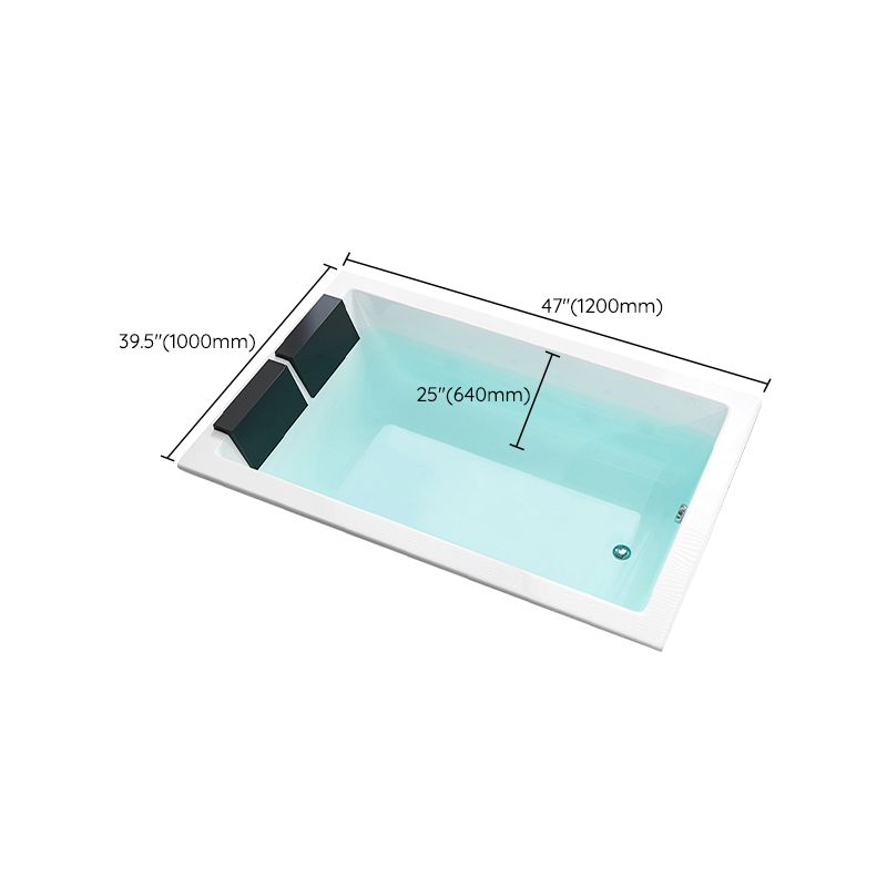 Rectangle Modern White Embedded Bathtub Acrylic with Drain Bath Tub and Overflow Hole