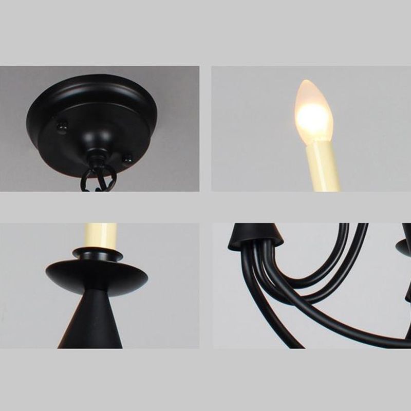 Gebogen arm eetkamer plafond kroonluchter klassiek metaal 3/6 lichten zwart hangende lamp voor eetkamer