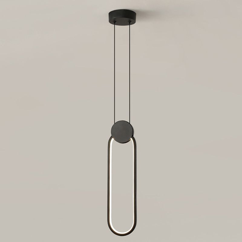 Modern Minimalist Style Cord Hung Hanging Pendant Lights Metal Pendant Light in Black Finish