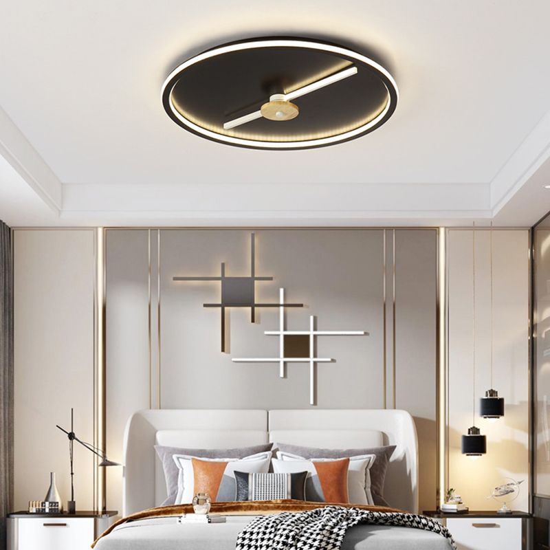 Clock Shaped Flush Mount Lamp Simple Acrylic LED Bedroom Close to Ceiling Light