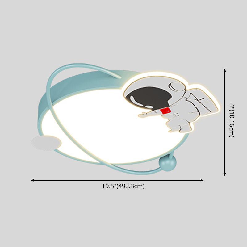 Lámpara de ventilador LED LED de dibujos animados de techo semi de techo de semi descarga para niños