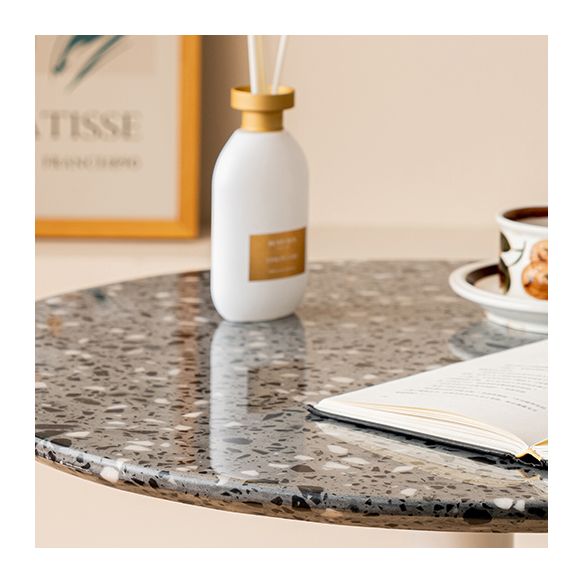 Industrial Steel Bar Dining Table Terrazzo Top Indoor Bistro Table with Single Pedestal