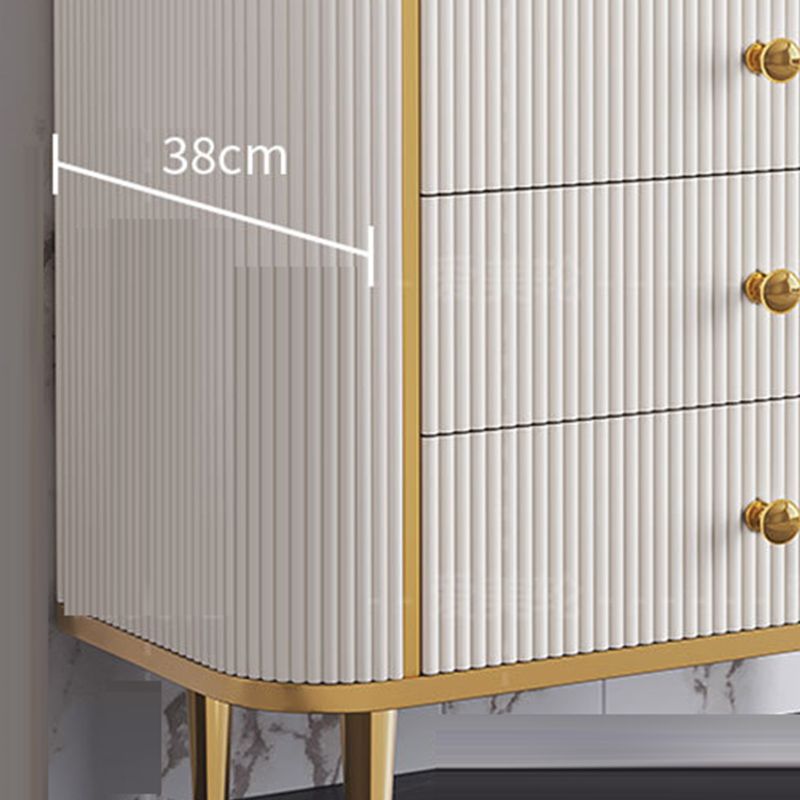 Stone Storage Chest Bedroom Glam Chest in White with Drawers