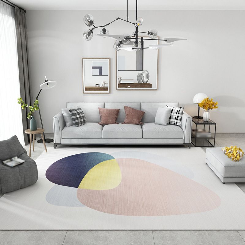 Light Gray Nordic Rug Polyester Color Piece Rug Washable Rug for Living Room