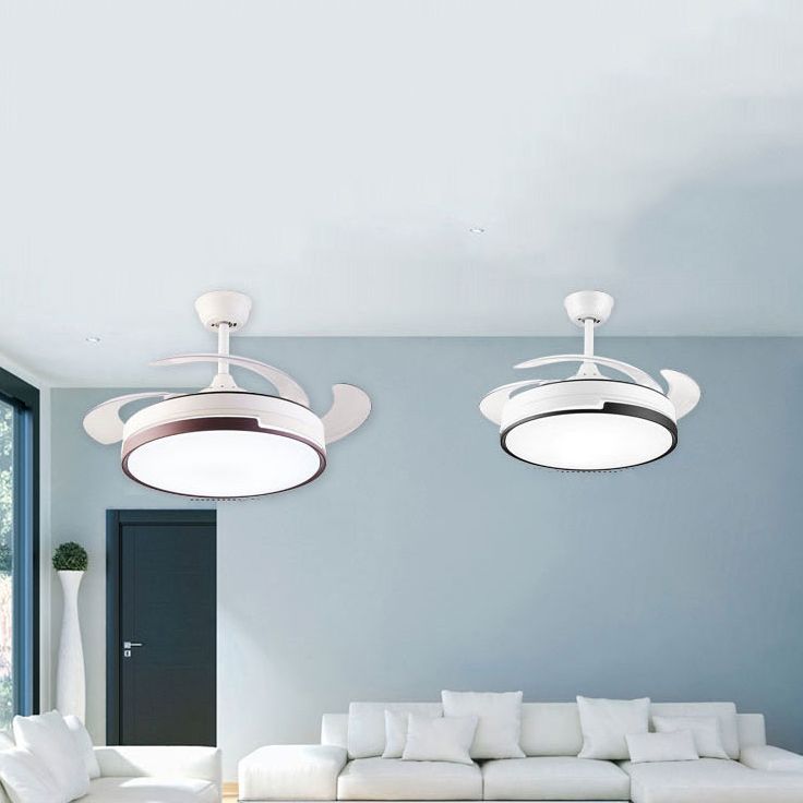Lampada a ventola del soffitto in metallo nordico a 1 testa a monte semifulta lampada