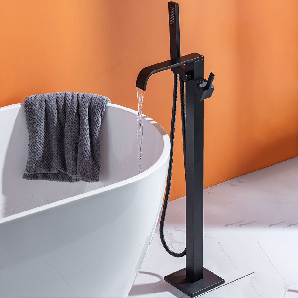 Floor Mounted Tub Spout 1 Handle Freestanding Bathtub Faucet with Handshower