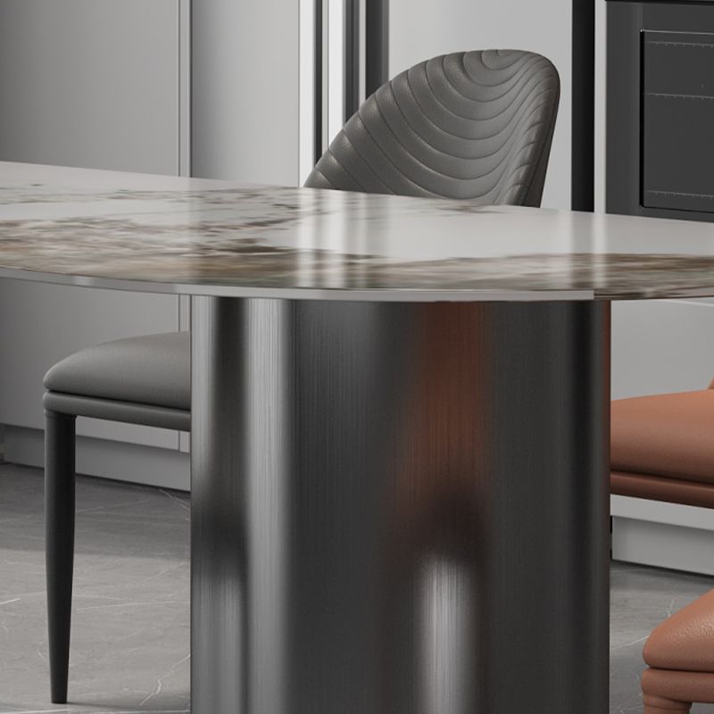 Sintered Stone Dining Table Traditional Luxury Double Pedestal Table for Kitchen