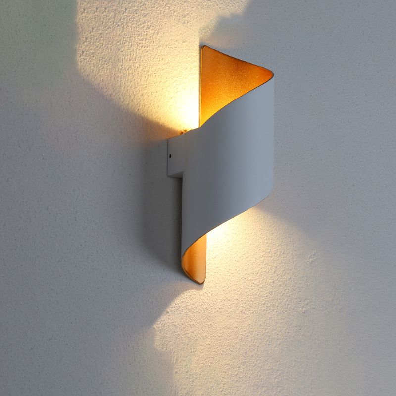 Spiral Foyer Wall Light Fixture Aluminum Postmodern LED Wall Sconce in Black/White and Gold Inner