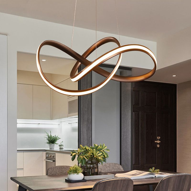 Twisting Living Room Chandelier Light Aluminum Simplicity LED Pendant Light Fixture