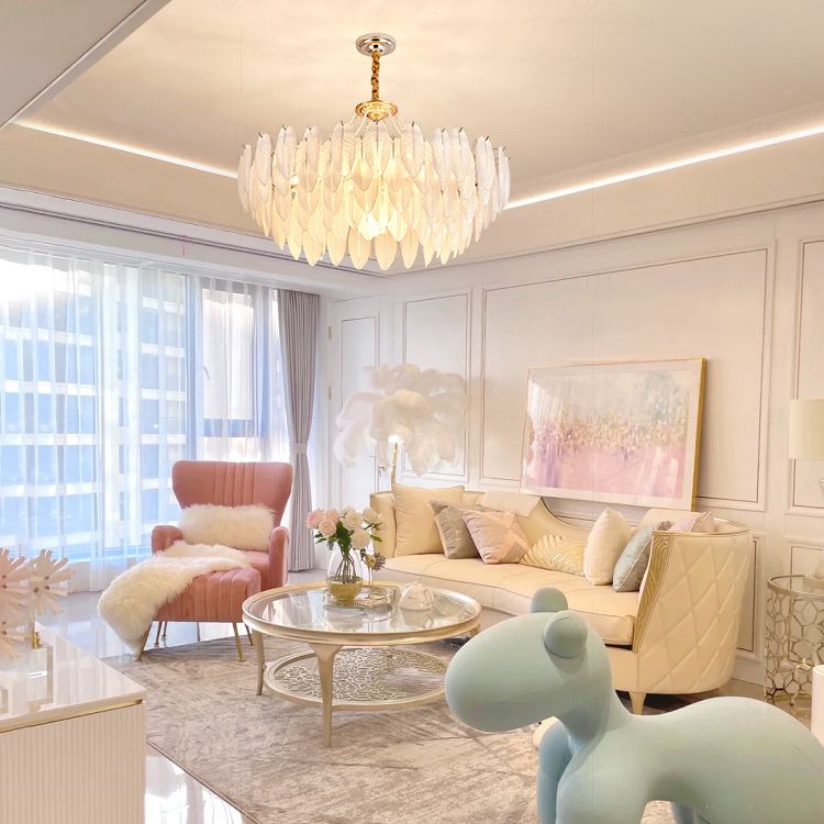 Costilla de iluminación moderna de lámpara de forma de pluma con pantalla de lámpara de vidrio para estudiar