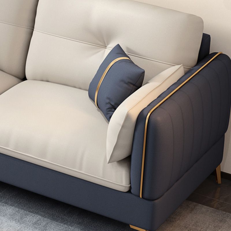 Tufted Back Faux leather Sofa Waterproof Sectional with Square Arms