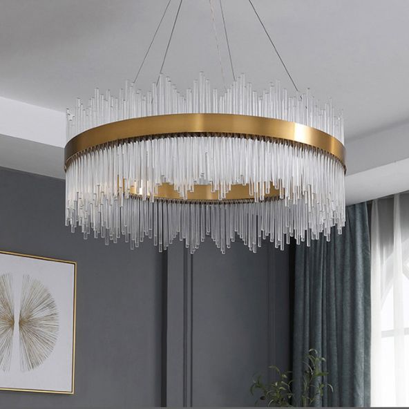 Crystal Sticks Pendant Lighting Minimalist Gold LED Island Lighting Fixture for Dinner