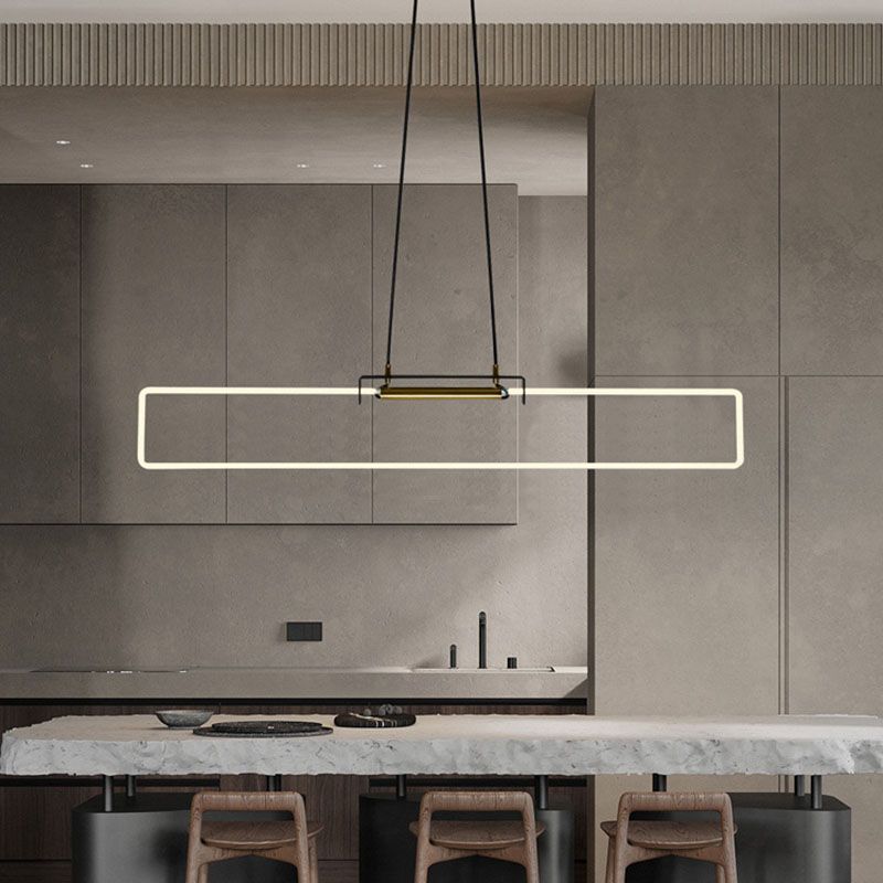 Black Linear Hanging Lamp in Modern Simplicity Acrylic LED Pendant Light for Dining Room