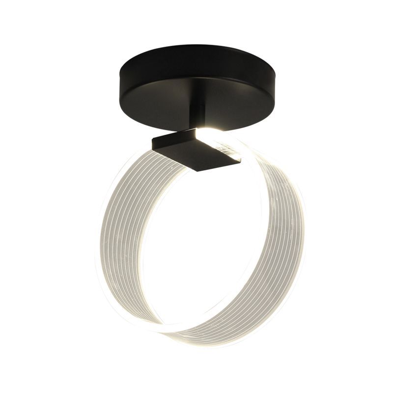 LED-gangplafondlamp Modern zwart/goud, semi-inbouwverlichting met ronde acrylkap