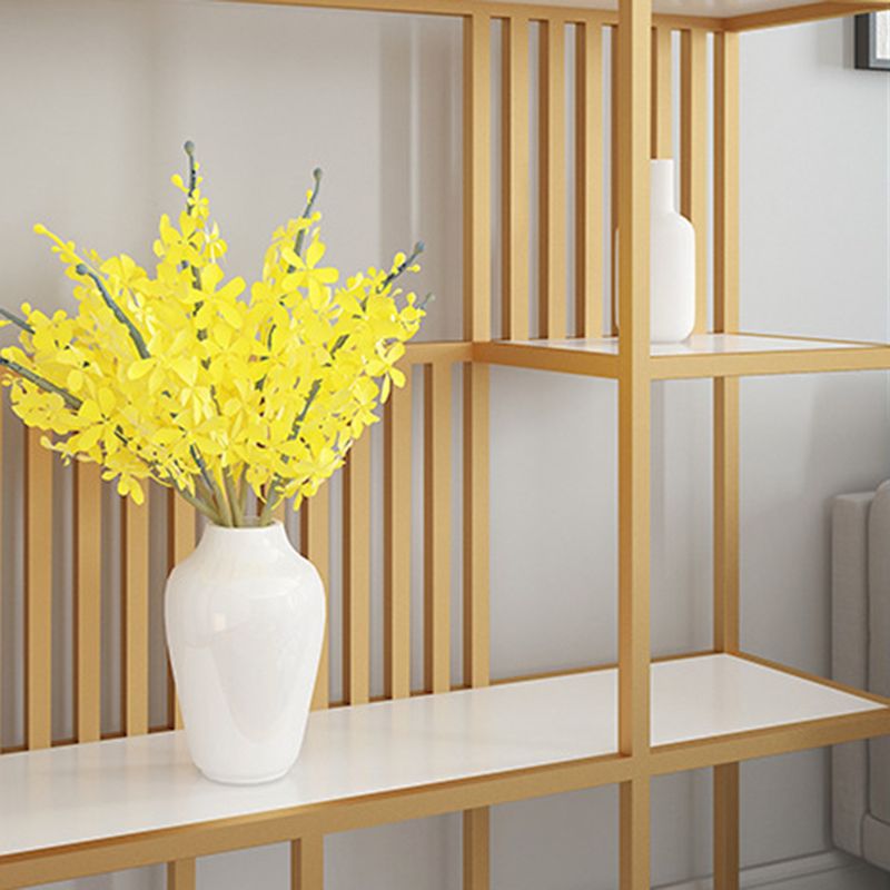 Glam Antique Finish Shelf Bookcase Metal Frame Bookshelf with Shelves