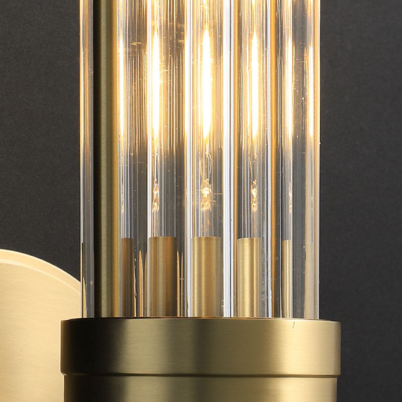 Solid Brass and Glass Bathroom Vanity Lighting 1 / 2 - Light Bath Sconce in Gold