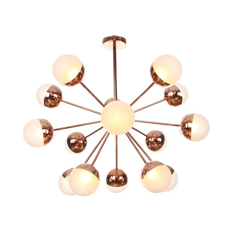 Semi-encastré Globe pour salle à manger, verre blanc/transparent/gris fumée, 9/12/15 lumières, luminaire semi-encastré contemporain en cuivre/chrome/or