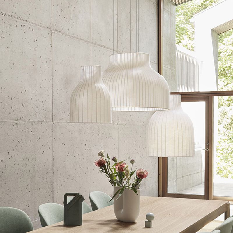 Eenvoud zijden stof lantaarn tint hanglamp moderne stijl 1-licht suspensie verlichting armatuur voor slaapkamer