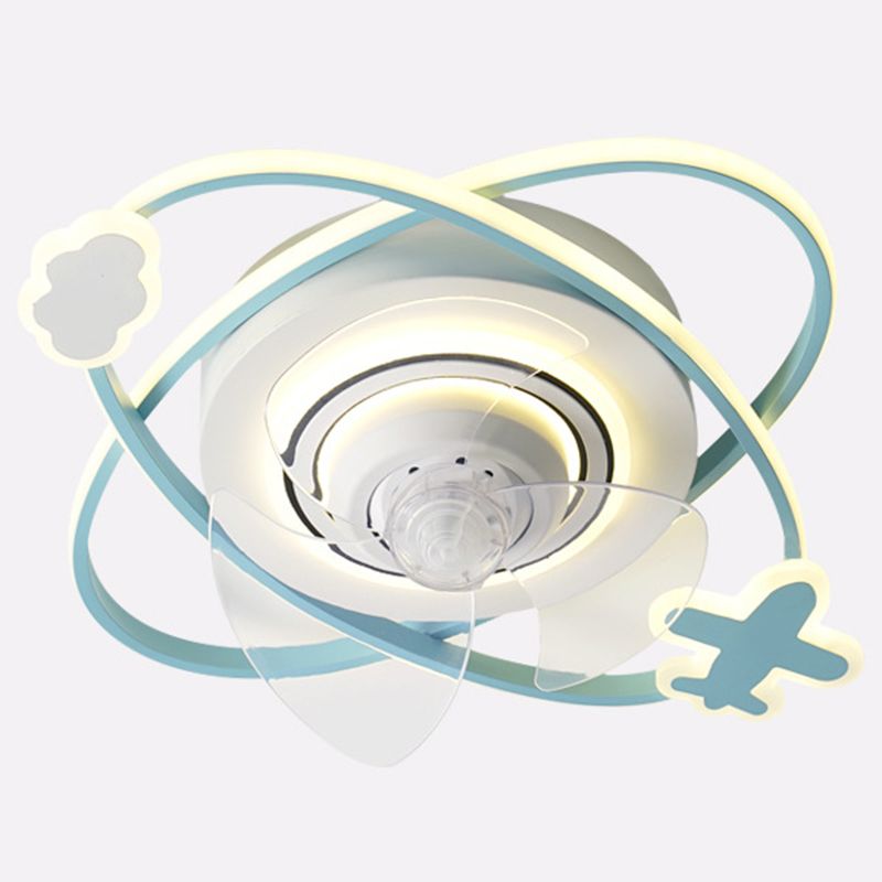 3-Blade Children Ceiling Fan Polish Finish LED Fan with Light for Foyer