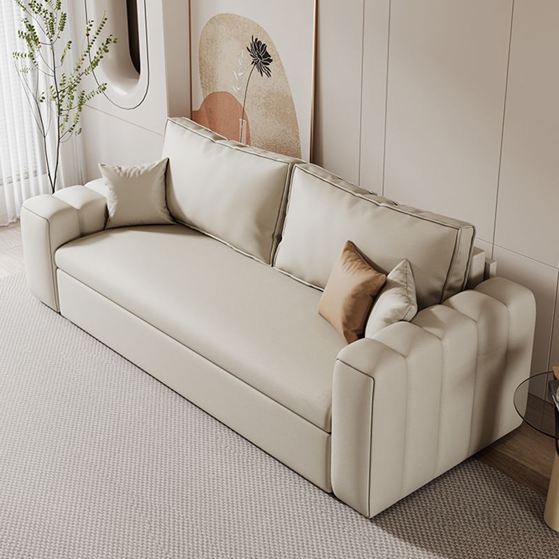 Scandinavian Folding Futon and Mattress Square Arms Futon Sleeper Sofa