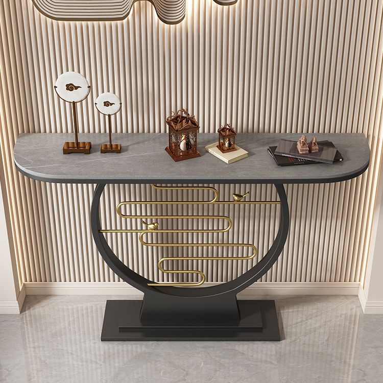 Glam Half Moon Console Table Stain Resistant End Table for Hall