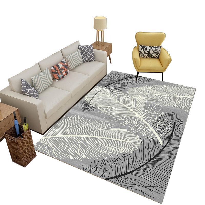Multi-Color Nordic Area Rug Casual Animal and Plant Pattern Carpet Friendly Washable Rug for Bedroom