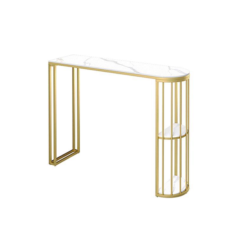 Free Form Double Pedestal Bar Dining Table Modern Stone and Metal Bar Table