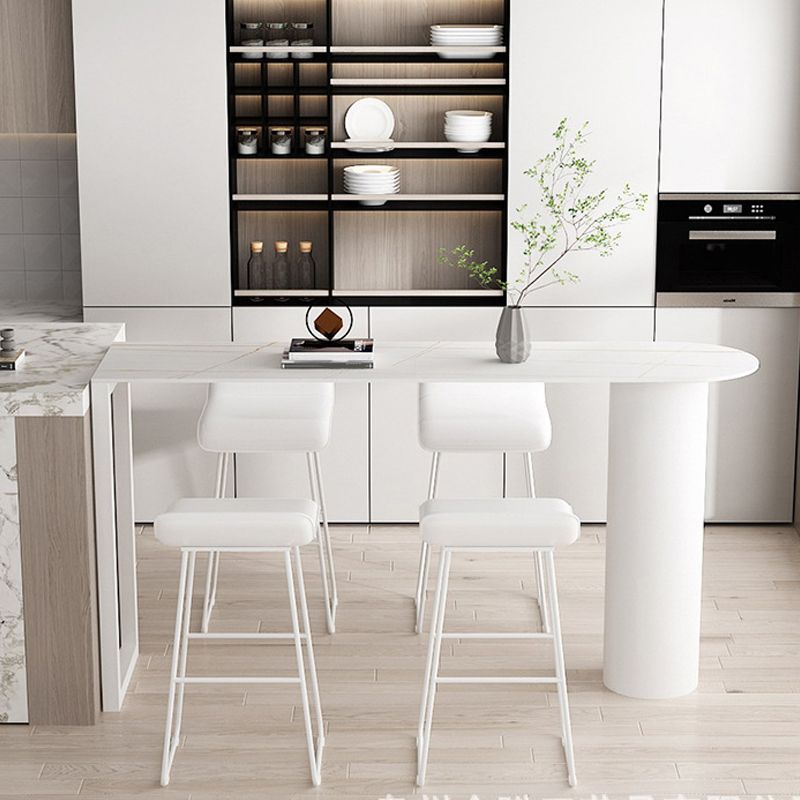 Cafe and Break-room Bistro Accent Dining Table Modern Stone Double Pedestal Counter Table