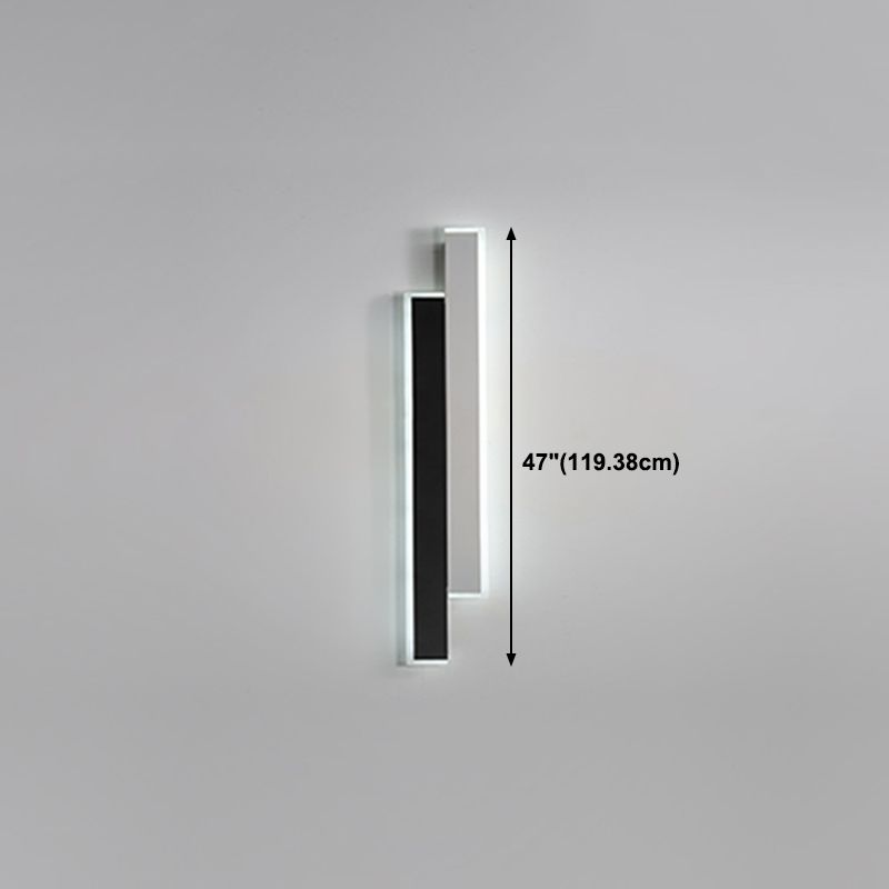 Metal Linear Shape Wall Light Modern 2-Lights Wall Mounted Light Fixture in Black