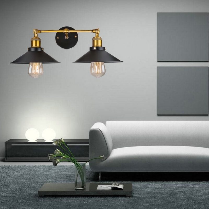 2 Leuchten Metall Wandmontierte Leuchte Industriekegelkegelwandleuchten für Hall und Foyer