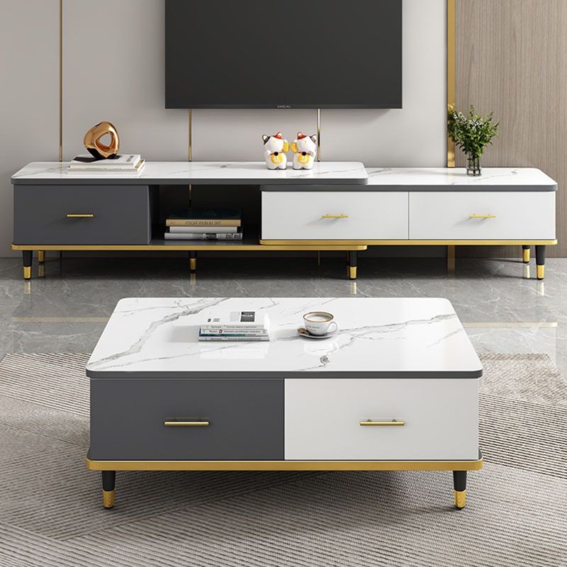 Modern Style Rectangular Design Toughened Glass Top Coffee Table