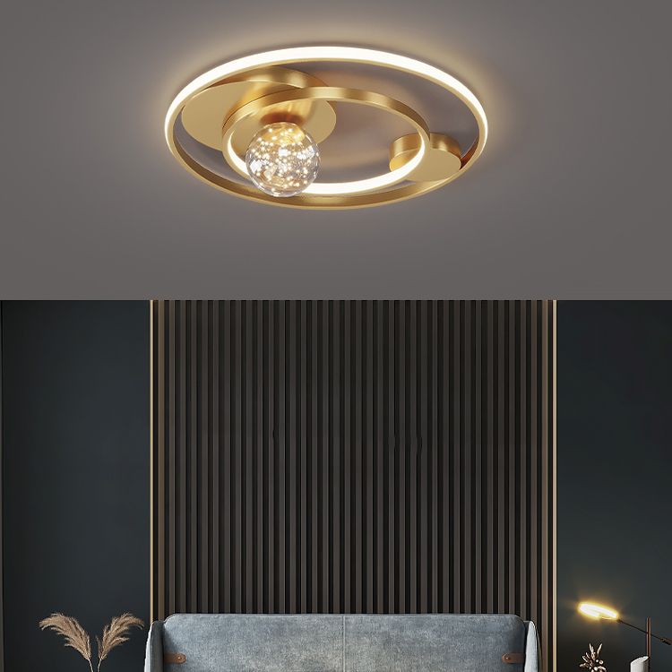 Round Shade 3-Lights Modern Style Flush Mount Ceiling Lighting Fixture for Living Room Bedroom