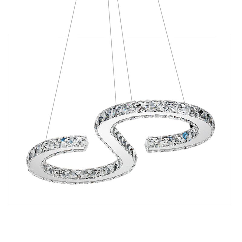 Lámpara de araña en forma de S de estilo moderno de cristal LED colgante de LED en luz cálida/blanca para la cocina