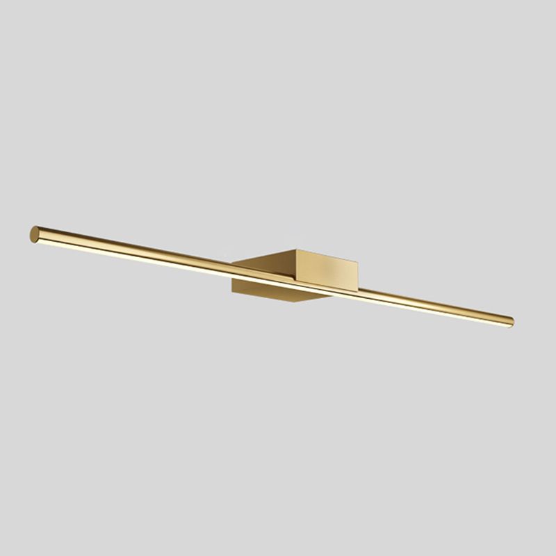 1-Light Linear Shade Wall Sconce Post-Modern Style Mirror Wall Lighting in Brass