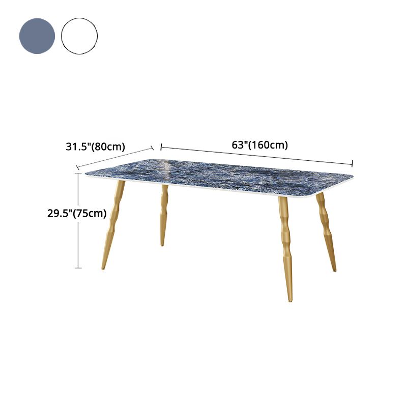 Glam Iron Dinette Set 1/2/5/7 Pieces Rectangle Sintered Stone Top Dining Table Set