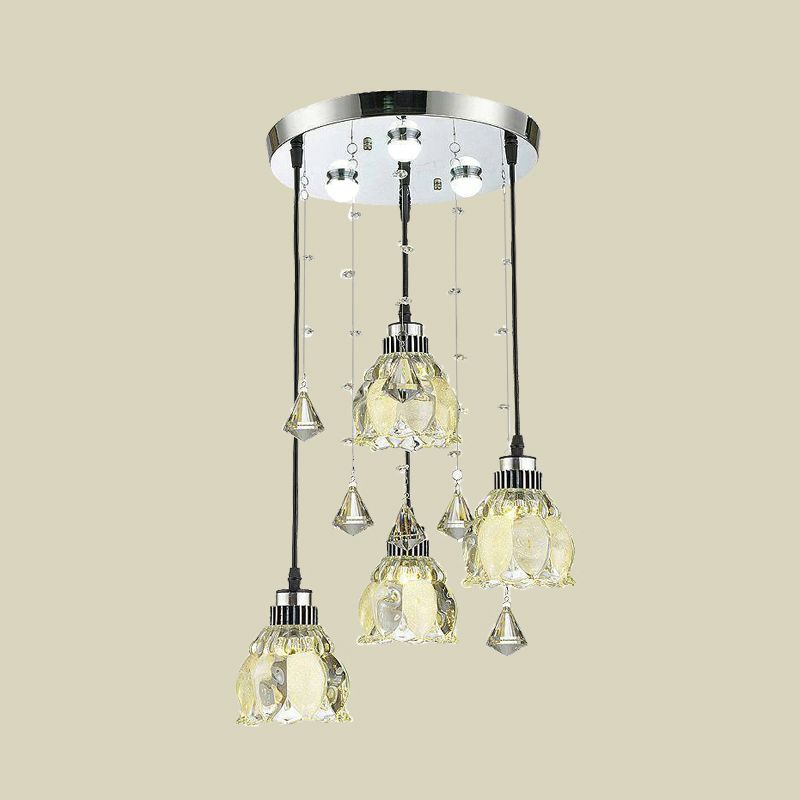 Crystal Lotus Shade Multi Ciptent Lampad Freeture Kit di luce a 4-Bulb Cromo a 4-Bulb