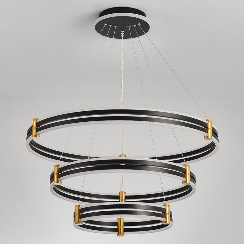 Postmodern Simplicity Round Ceiling Chandelier Acrylic Hanging Light with Hanging Cord for Living Room