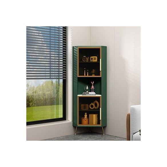 15.74" Wide Wood Corner Accent Cabinet with 2 Door Contemporary Side Cabinet