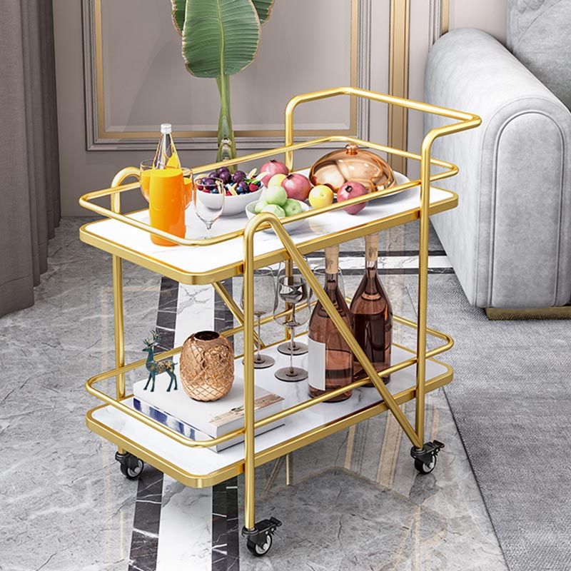 Marble Open Shelves Prep Table Rectangular Dining Room Kitchen Trolley