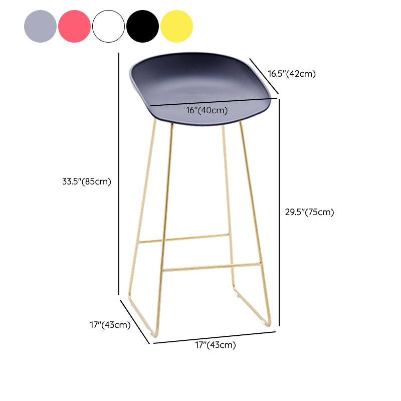 Contemporary Plastic Armless Bar Stool Low Back Bar Height Stool with Metal Frame